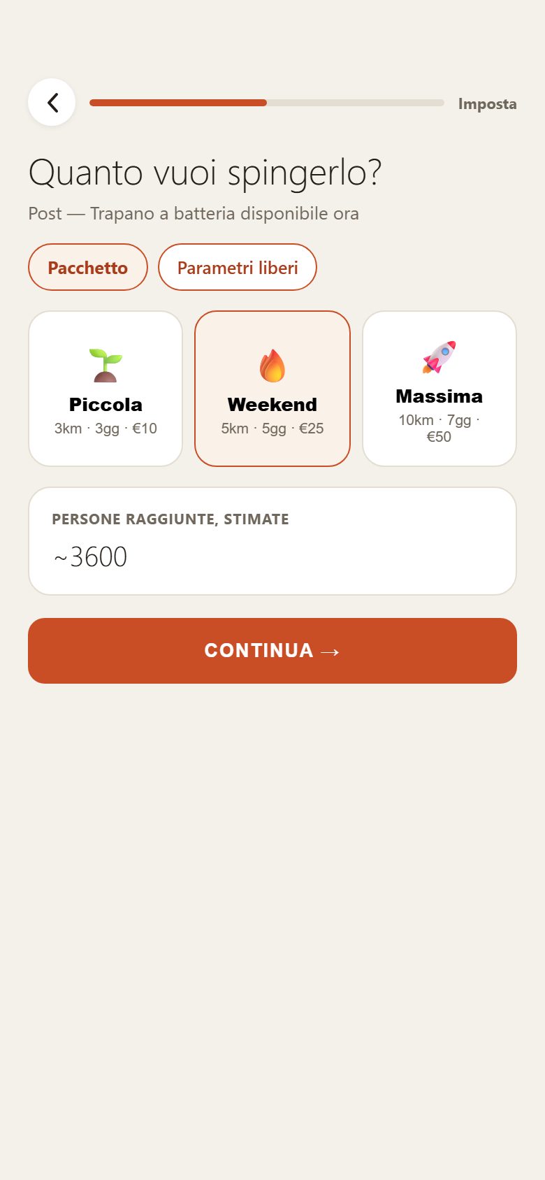 Mercurio, la sponsorizzazione: pacchetti Piccola, Weekend e Massima, con le persone raggiunte stimate
